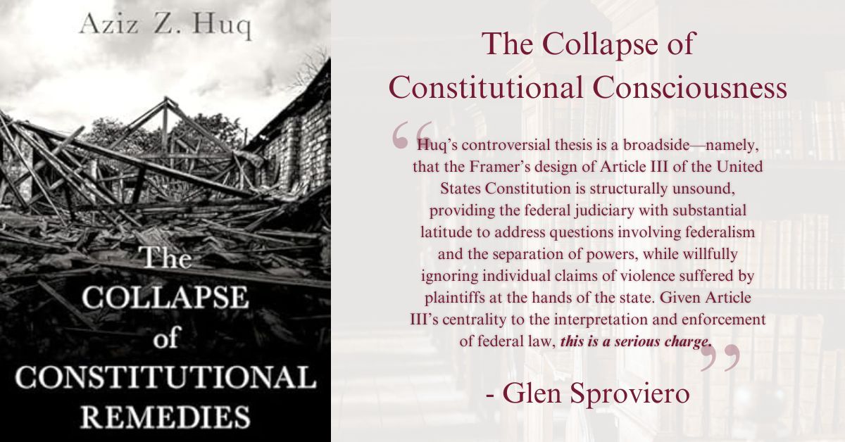 KirkCenter's tweet image. "Huq’s controversial thesis is a broadside—namely, that the Framer’s design of Article III of the United States Constitution is structurally unsound, providing the federal judiciary with substantial latitude to address questions..." @glensproviero