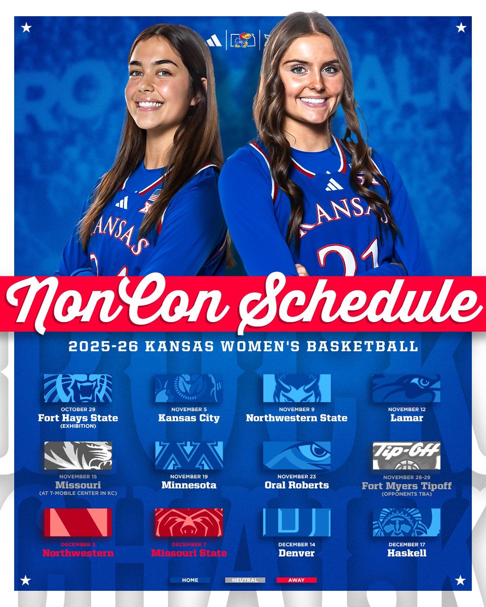 KUWBball's tweet image. She’s here ⭐️
Introducing our 2025-26 non-conference schedule!
🗞️ bit.ly/WBB-Non-Con
#RockChalk