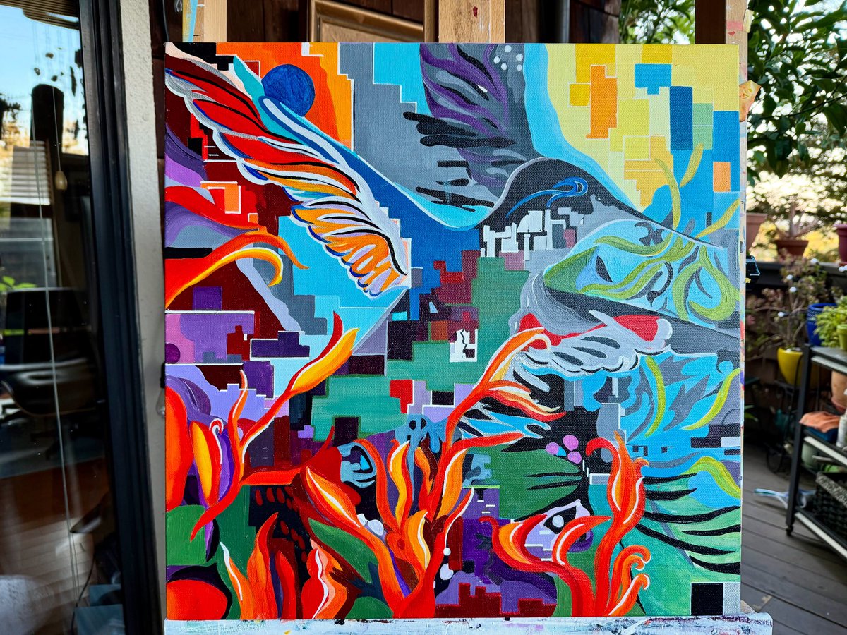 Hummingbird’s paradise - work in progress ;-) #painting #glitchesarelikewildanimals #wildlife