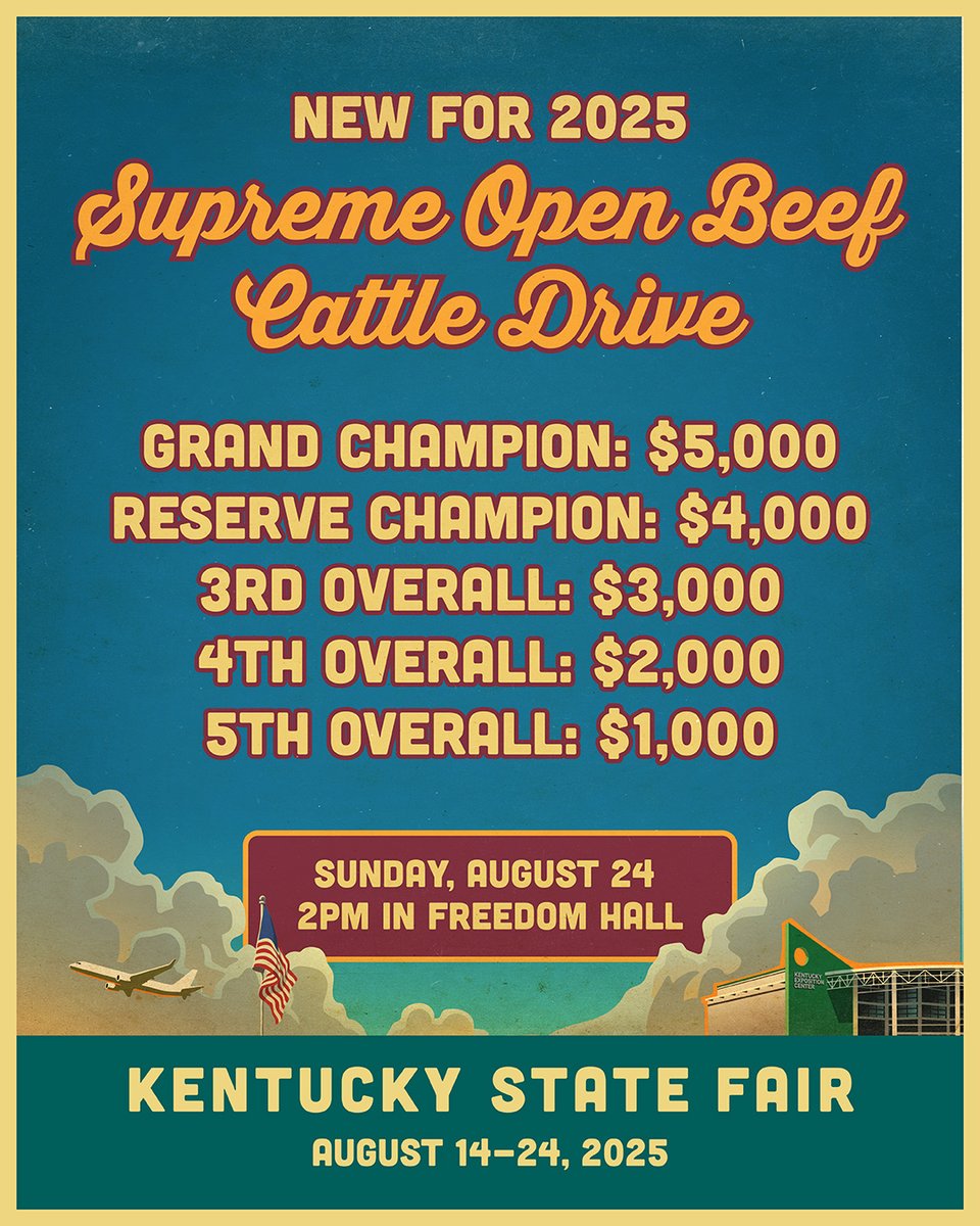kystatefair's tweet image. Tomorrow is the last day to enter Open Livestock into the fair. New this year, stakes are even higher for our Open Beef with a new Supreme Drive! Enter your livestock now: go.kyvenues.com/4d6dxjL