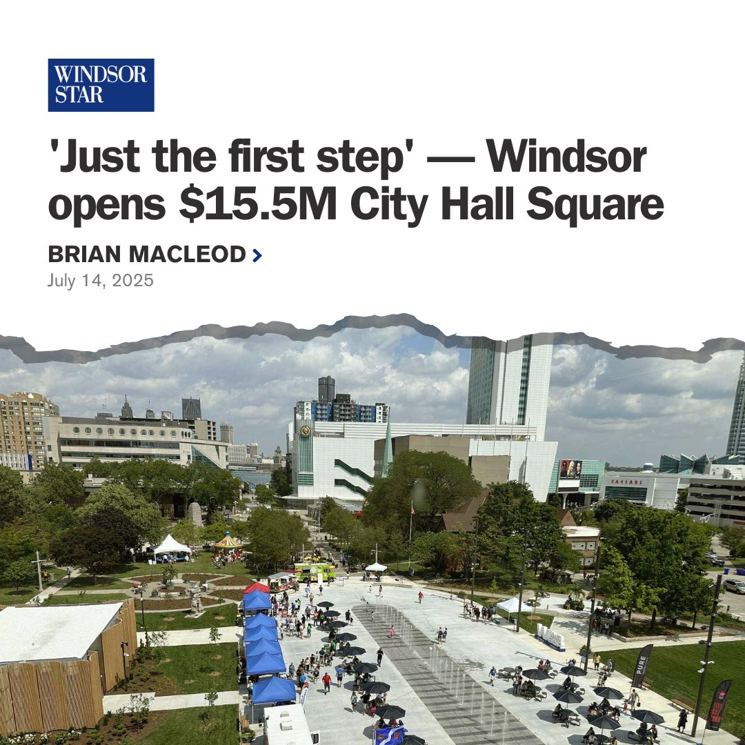 gregorrobertson's tweet image. Building vibrant cities takes a clear vision, and investments to support it. Windsor’s new City Square Hall is a reflection of that. It’s a space designed for celebration, connection, and everyday life in the heart of downtown.
Happy 133rd birthday, Windsor.
🔗…