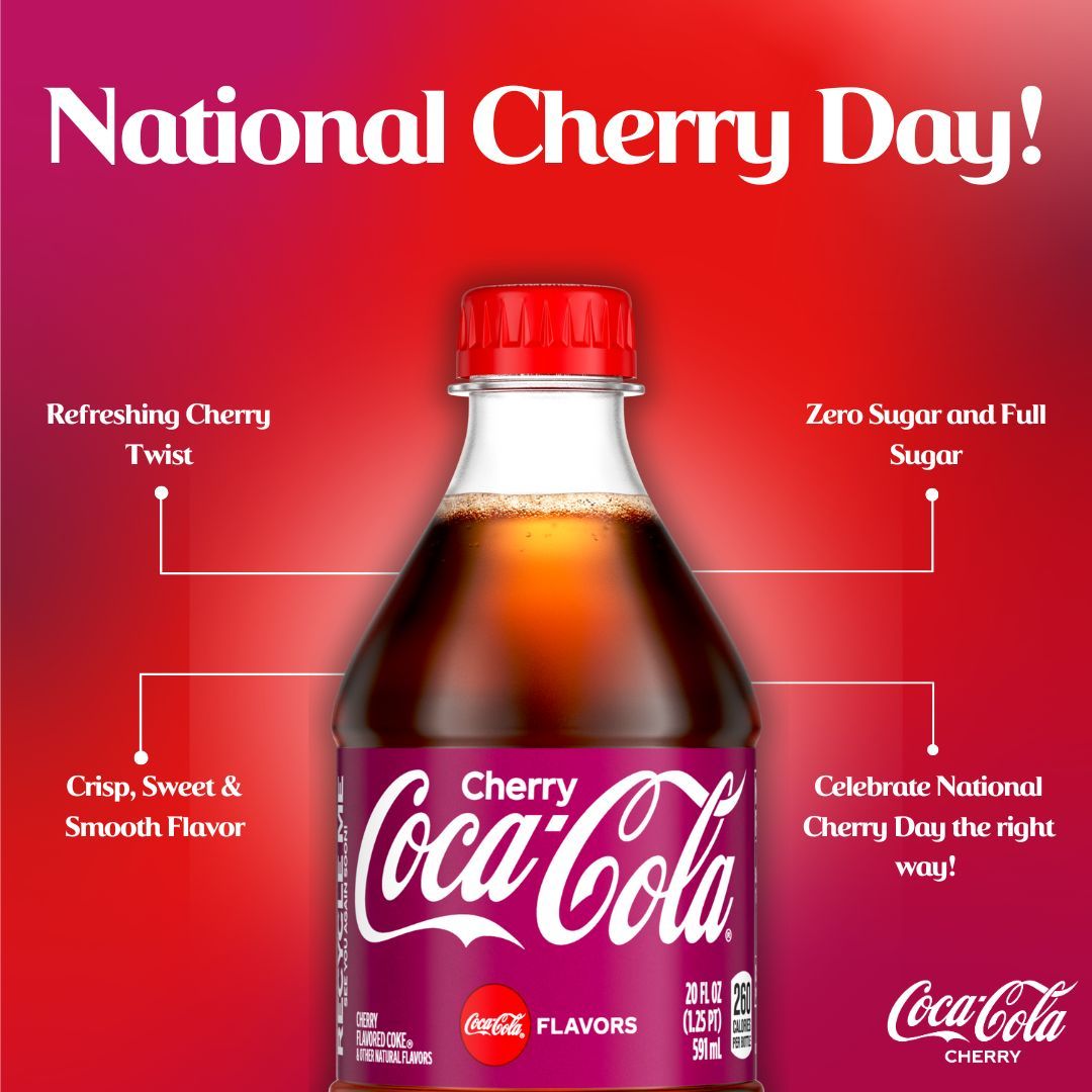 AtlanticCoke's tweet image. No better excuse to crack open a Cherry Coke — it is National Cherry Day, after all. 🍒😉