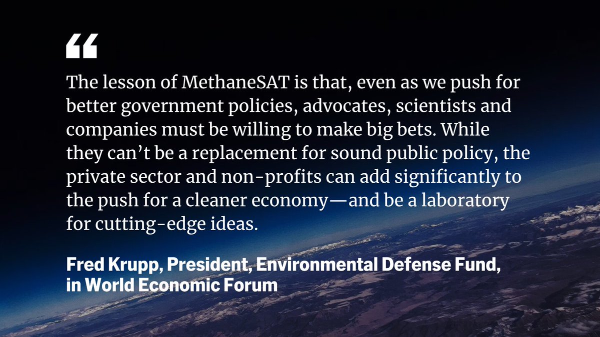 MethaneSAT's tweet image. .@EnvDefenseFund President @FredKrupp reflects on MethaneSAT and why bold, independent climate action matters. In 1 year, we:
• Detected methane at 2 ppb
• Mapped oil & gas emissions
• Traced them to the source
The mission continues. Read more @wef:
weforum.org/stories/2025/0…