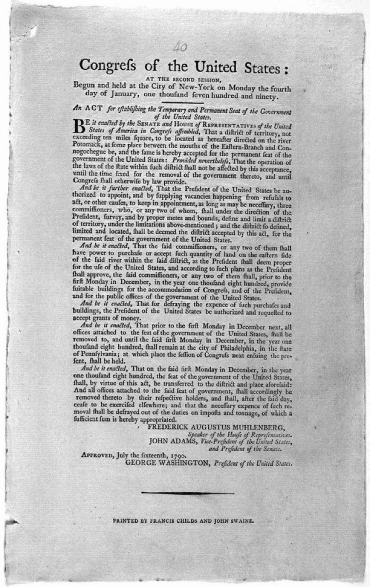 councilofdc's tweet image. On this date in 1790, the area now known as DC was named (but did not become) the US capital when George Washington signed the Residence Act