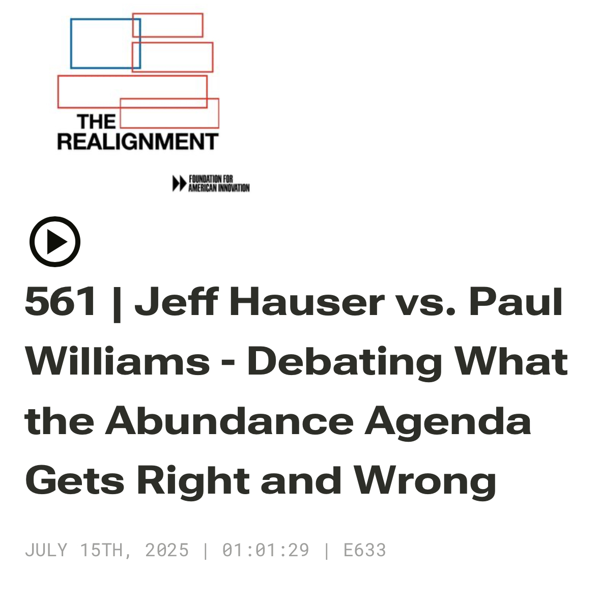 makosloff's tweet image. 🚨 New @RealignmentPod:

@jeffhauser &amp;amp; @PEWilliams_ joined me to debate abundance, permitting, corporate power, YIMBYism, and whether &quot;abundance&quot; is a real movement at a national &amp;amp; local level, or just a status quo branding exercise. 

🎧 Listen now below: