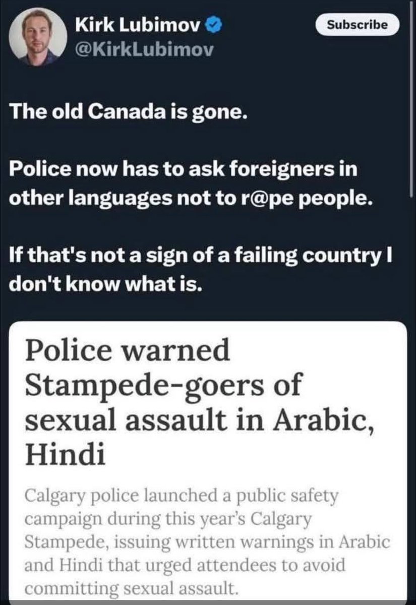 DanaMetcalfe5's tweet image. 🇨🇦 BREAKING: The Old Canada Is Gone.
There was a time when values were clear, boundaries respected, and basic decency didn’t need repeating in 20 languages at public events.
Police at this year’s Stampede handed out multilingual pamphlets—not to single out “foreigners,” but as…