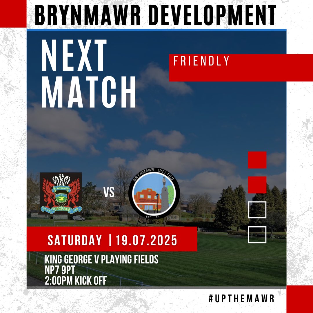 Two games this weekend to get the boys back up to speed.

You’ll see our first team at home against a very competitive Baglan team from Port Talbort.

Away at Govilon you’ll find our Development team taking on Forgeside. 

We hope to see some of you home and away⚽️❤️