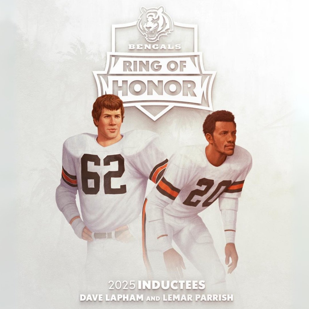 MunozFoundation's tweet image. WHO DEY! Congratulations to the 2025 Cincinnati @Bengals Ring of Honor inductees Lemar Parrish and our near and dear Friend of the Foundation, Dave Lapham. We look forward to joining our community in honoring and recognizing two Bengals legends on October 26th!