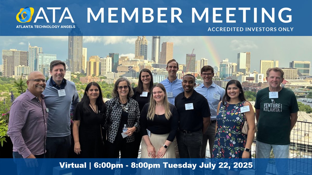 [REGISTER NOW - July 22 Member Meeting] Are you an accredited investor wanting to learn more about investing in startups in the Atlanta tech community? REGISTER NOW! First-time guests only. USE PROMO CODE: firsttimeguest2025. eventbrite.com/e/144501598470…
#venturecapital