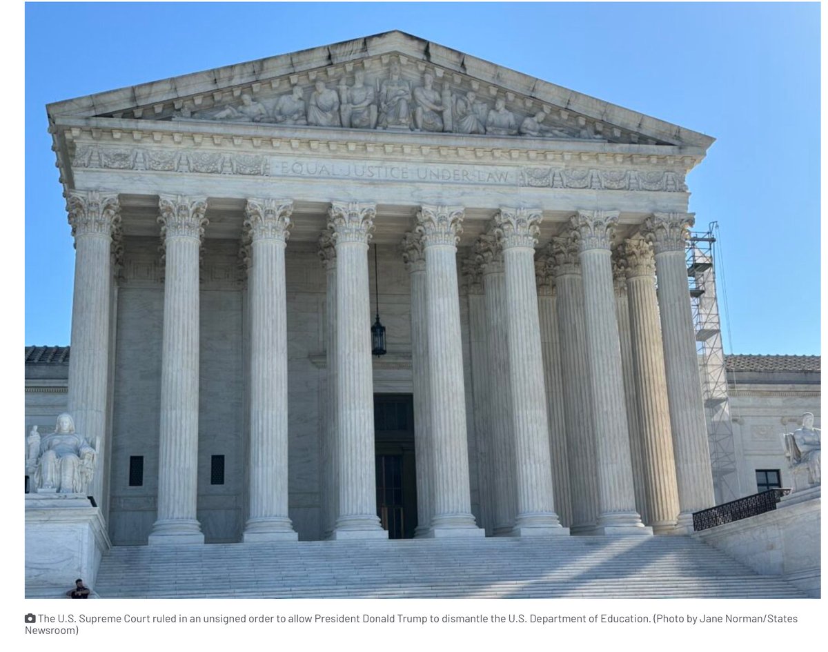 JimGBoyle's tweet image. The U.S. Supreme Court on Monday reinstated the gutting of the Education Department by allowing 1,300 employees to be riffed. The Court struck down court rulings preserving their jobs. Bottom line, the Court has allowed the Trump admin to impound the money in violation of…