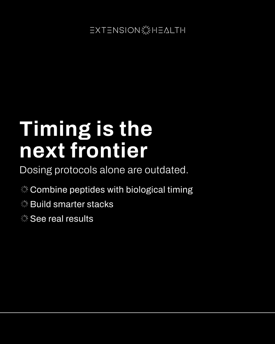 JonathannKuo's tweet photo. Same peptide, different timing = different results.

AM BPC-157: energy + performance
PM BPC-157: tissue repair + sleep

That’s why we build timing-based stacks around your biology.

Dose matters. Timing matters more.
https://t.co/gQvEC4ItUM https://t.co/aeFxAriYDS