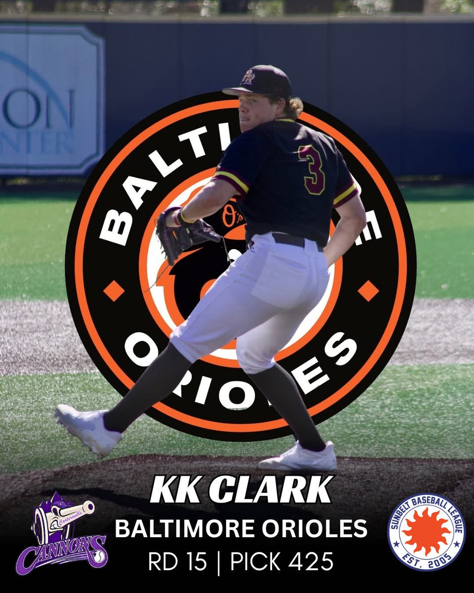 Cartersvil62046's tweet image. Congratulations to KK Clark on getting drafted by the Baltimore Orioles! KK was a part of the Cartersville Cannons inaugural season last summer. KK is the first Cartersville Cannons alum to be drafted. Wish you nothing but the best and good luck @kkclark1_