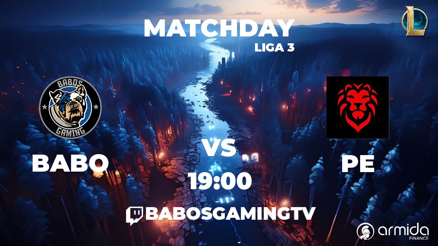 🚨MATCHDAY LIGA 3.1🚨

Last matchday for our Main Team!

Let's give it our best! Tonight we will competing vs. #PredatorsEsports - GLHF! 🍀
 
⏰ 19:00 CEST 
📺 twitch.tv/babosgamingtv
🎙️ <a href="/Allisrem/">Allisrem</a> 

Our lineup:
<a href="/Sypherzdaiz/">Sypherzdaiz</a> 
<a href="/Mirai_lol/">Mirai</a>
<a href="/ItsKoniLoL/">Koni</a>
<a href="/plutotheracer/">pluto</a>
<a href="/Siegfried_lol/">Siegfried</a>