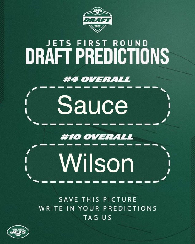 Gustoon's tweet photo. Make predictions โฆ@nyjetsโฉ said โฆ
#2022NFLDraft will go down in our history as one of the best ever .
#JetUp https://t.co/7Ux2xEh39d
