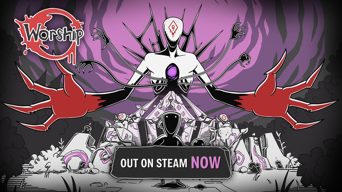 Worship is OUT NOW on Steam! To celebrate, the game is 15% OFF for the first week! Gather your pact-mates, grow your cult and paint the world’s fate in blood. Do you have what it takes to Worship the Eldritch? #indiegames #indiegame #gaming #pikmin #cotl #cosmichorror #lovecraft