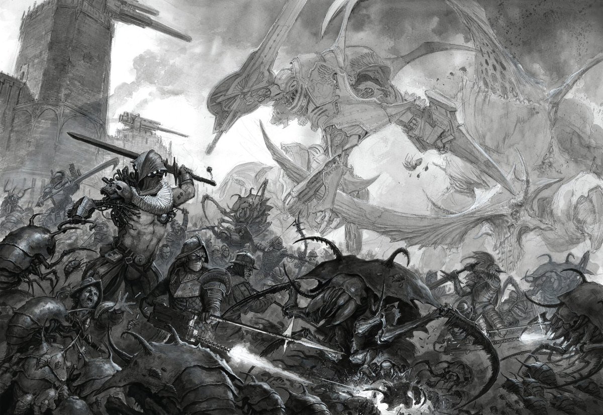 TElliottArt's tweet image. This picture is part of the ESKATON universe. 
.
.
.
.
.
.
.
.
.
#art #artist #painting #traditionalart #inkpainting #illustration #illustrator #thomaselliott #eskaton #ferrexknights #krylid #scifi #battlescene