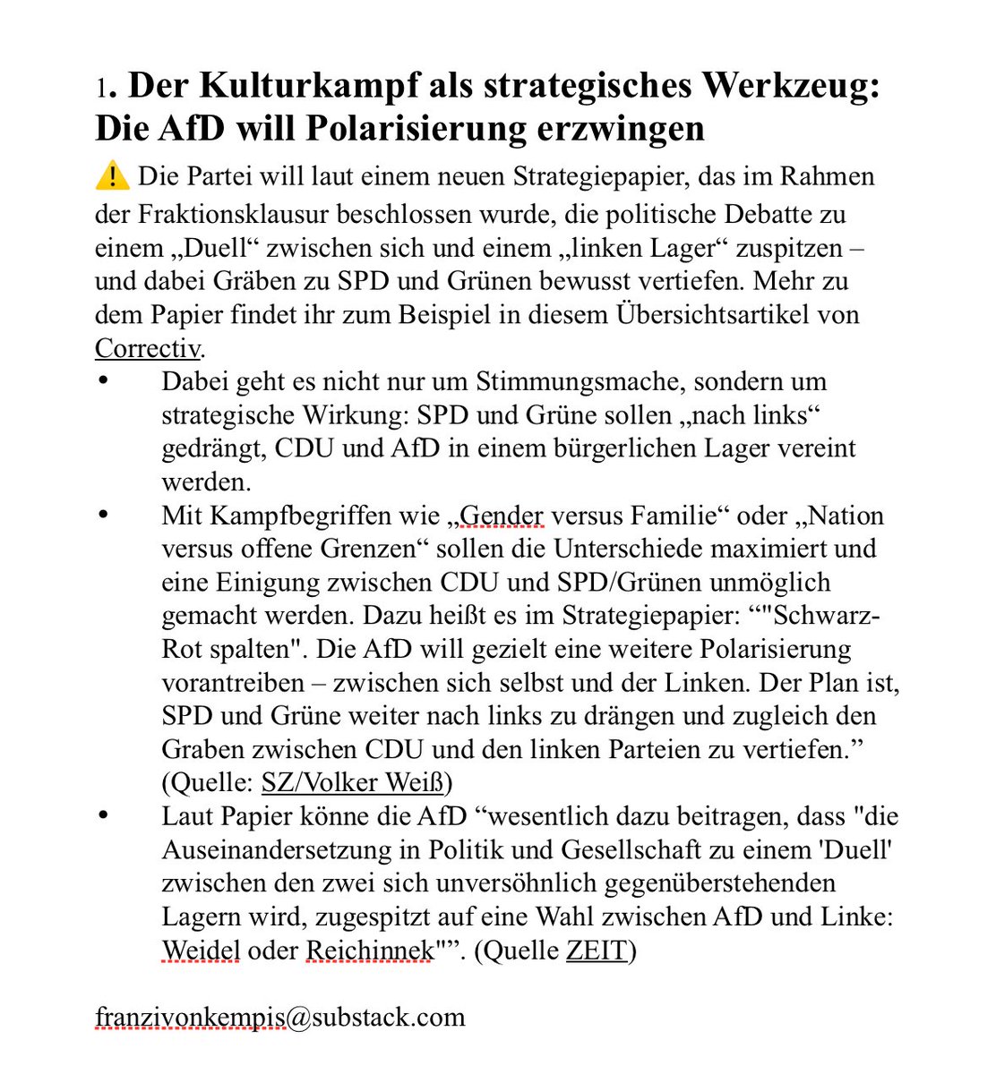 polenz_r's tweet photo. Hier die auch gegen Brosius-Gersdorf angewandte, polarisierende Kulturkampf-Strategie der AfD. Es soll nur noch links oder rechts geben. Die für GERADEAUS stehende MITTE soll geschwächt werden, um die Demokratie zu zerstören. Denn die setzt auf Ausgleich und Kompromiss https://t.co/eFxVn0QgAU