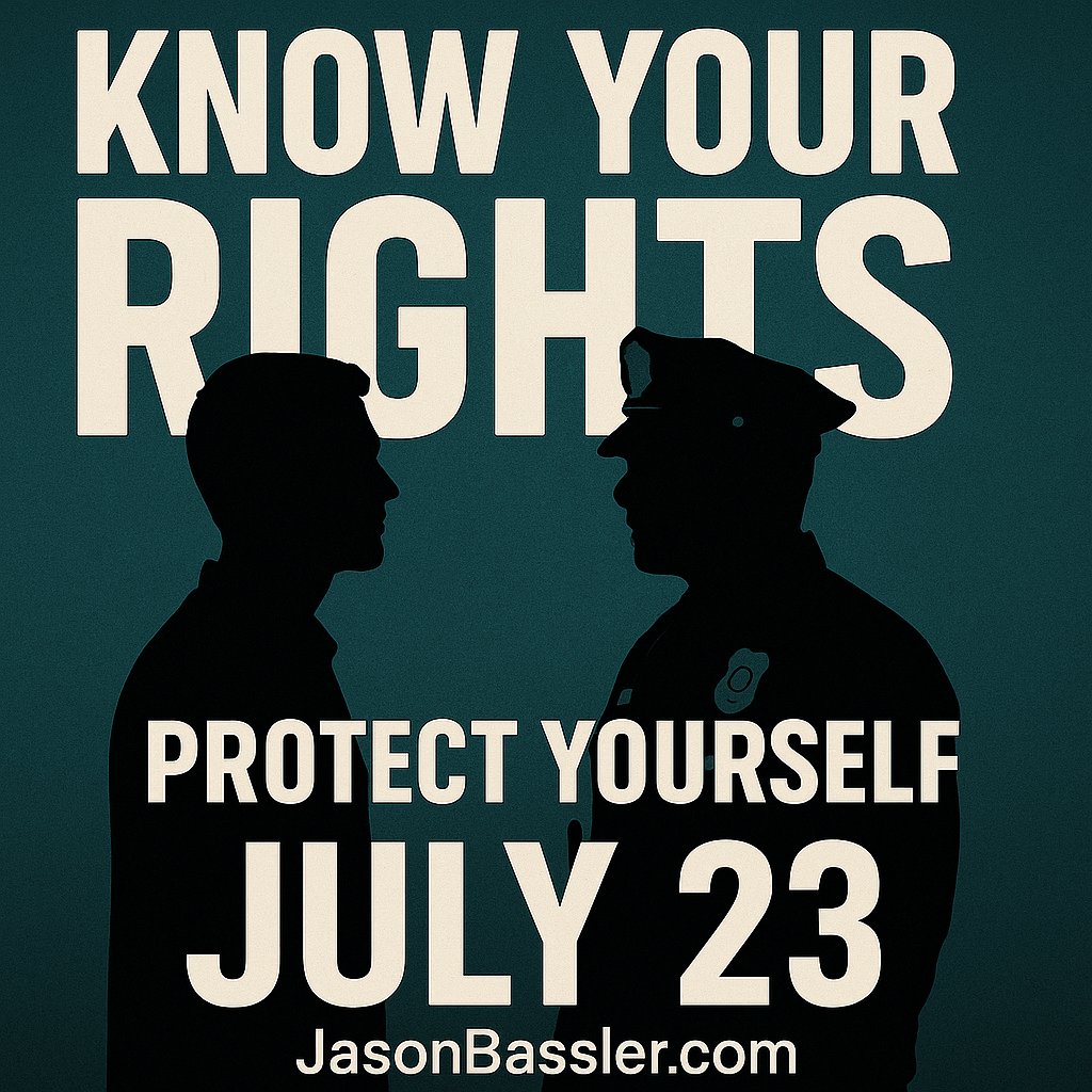 PoliceThePolic1's tweet image. 🚨 What would you do if you were pulled over and a cop accused you of hiding drugs in your car? Most people panic, confess, or consent—without realizing their rights. Our next Know Your Rights seminar is July 23. Learn how to protect yourself! Link in comments!