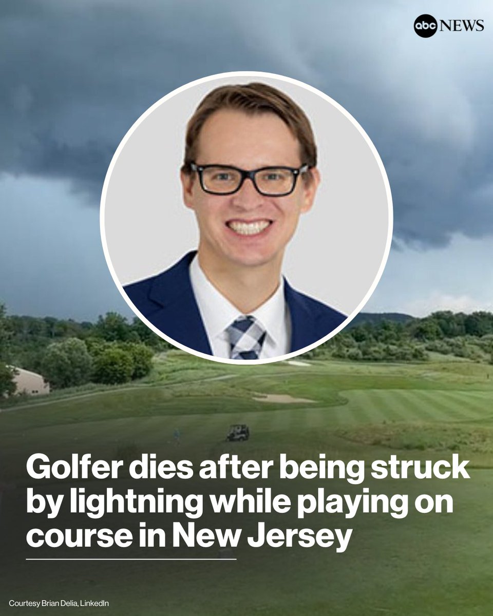 A golfer who was struck by lightning while playing on a course in New Jersey last week has died, according to his family. abcnews.link/K6Fl2fR