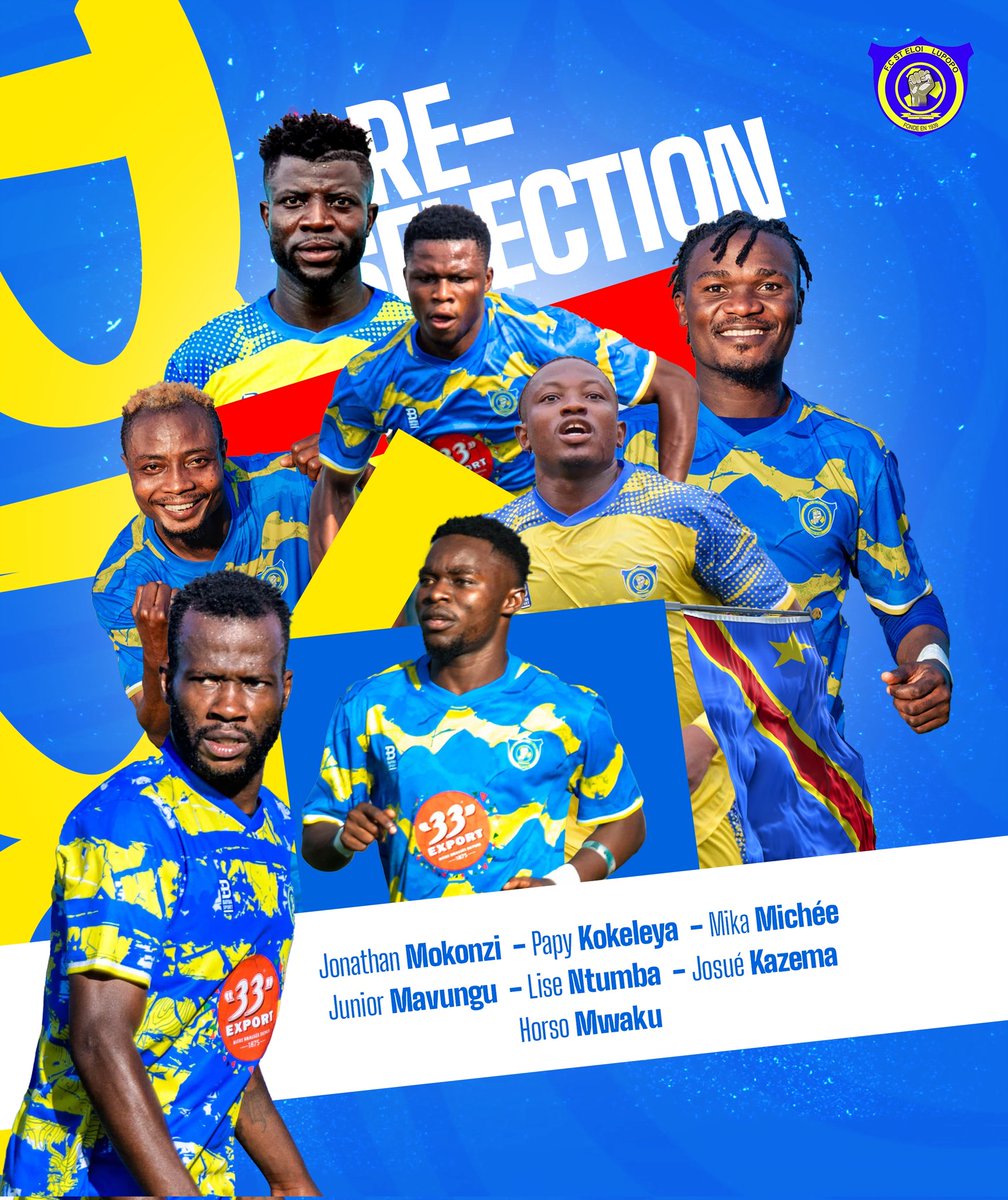 🏆[𝐂𝐇𝐀𝐍 𝟐𝟎𝟐𝟒]
🗒️𝐂𝐚𝐥𝐥 𝐮𝐩
7️⃣Cheminots présélectionnés avec les Léopards A' de la RDC !

Otis Ngoma a rendu publique la liste de 36 joueurs en vue de la préparation du CHAN 2024. Dans sa présélection figurent 7 Cheminots : Papy Kokeleya, Jonathan Mokonzi, Mika Michée,