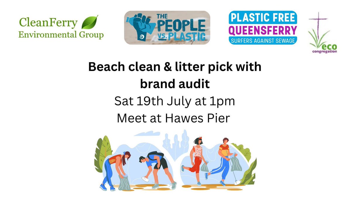 PlasticFreeQF's tweet photo. We are taking part in the @sascampaigns day of protest on Saturday 

Join us at 1pm at the Hawes to form our human message in the sand, and then we will spread through Queensferry to beach clean and litter pick with a brand audit 

#EndPlasticPollution https://t.co/CH658YfzIM