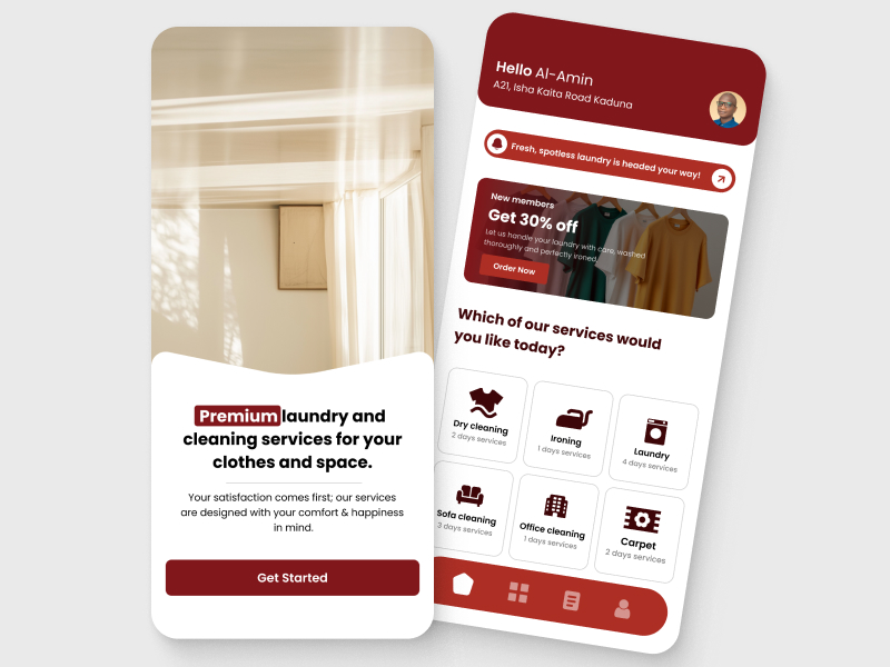 detrustworthy's tweet photo. UI Designers, I’d love your feedback!
Just wrapped up this mobile interface concept for a laundry and cleaning service app. I focused on clarity, user flow, and visual balance. What would you improve in terms of layout, usability, or visual hierarchy? https://t.co/Vy8vjbVxsH