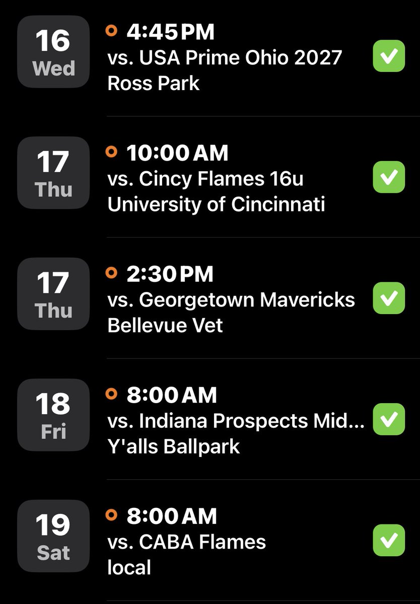 Schedule for this weekend in Cincy. Bracket play starts Saturday