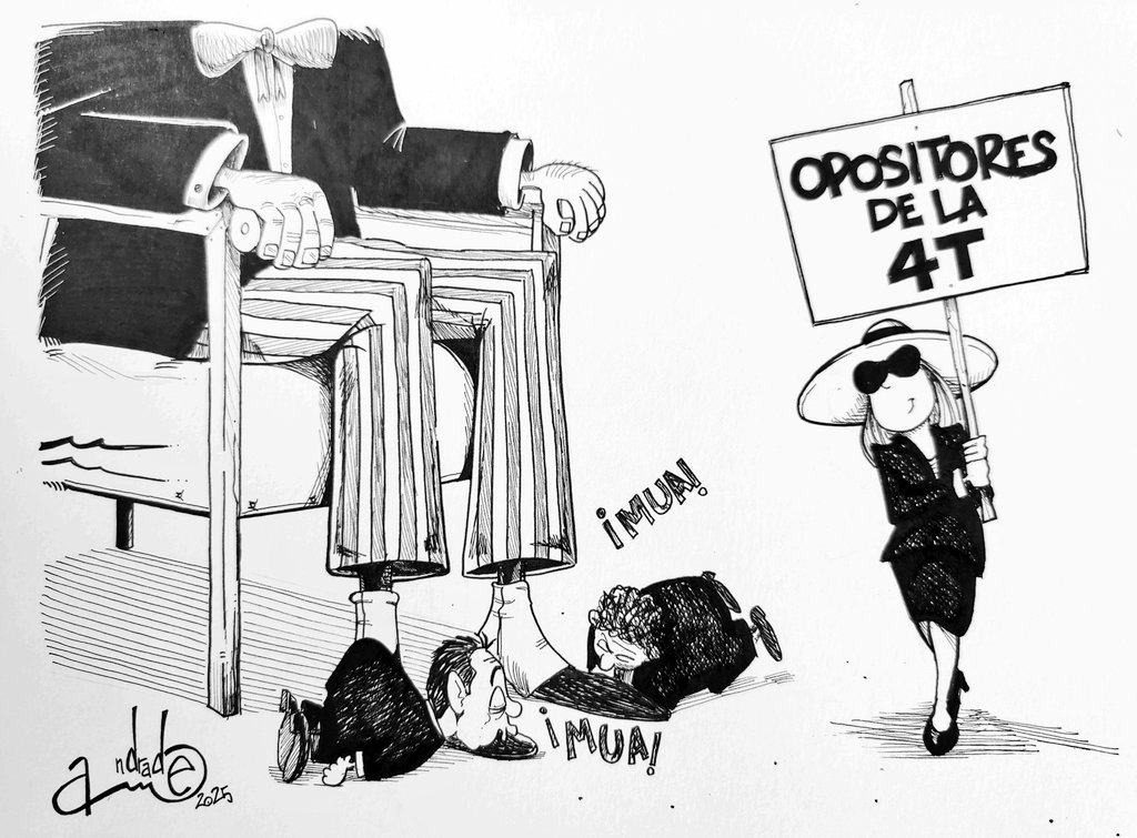 Aquí les dejo mi cartón de hoy..."Lacayos". En estos tiempos difíciles, con #Trump golpeando a #México, amenazándolo, los opositores a <a href="/Claudiashein/">Claudia Sheinbaum Pardo</a> y la #4T están de acuerdo con los atropellos y disparates del presidente de los #EstadosUnidos.