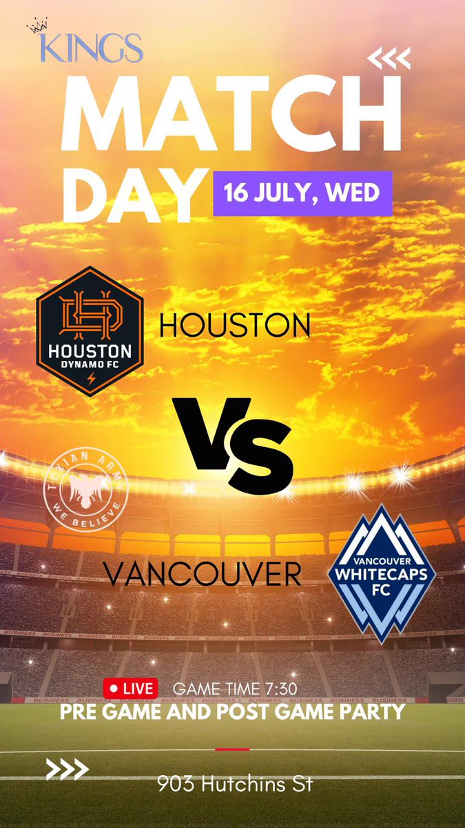 Big Wednesday night!  We’ll be pregaming at Kings.  All Dynamo fans welcome!