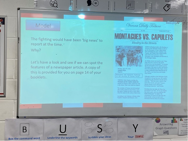 padgateacademy's tweet image. Planning the end of year newspaper report in English! Montagues vs Capulets but who will win? #english #literature @TCATchallenge