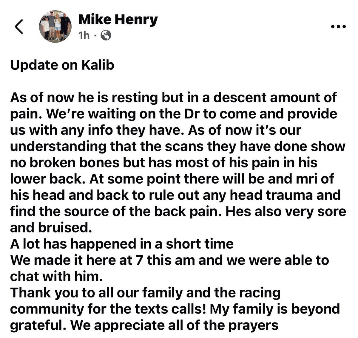 atticaracewyprk's tweet photo. A couple more updates on Kalib Henry from his father Mike, and his 101 team. https://t.co/GVVRS5hXpT