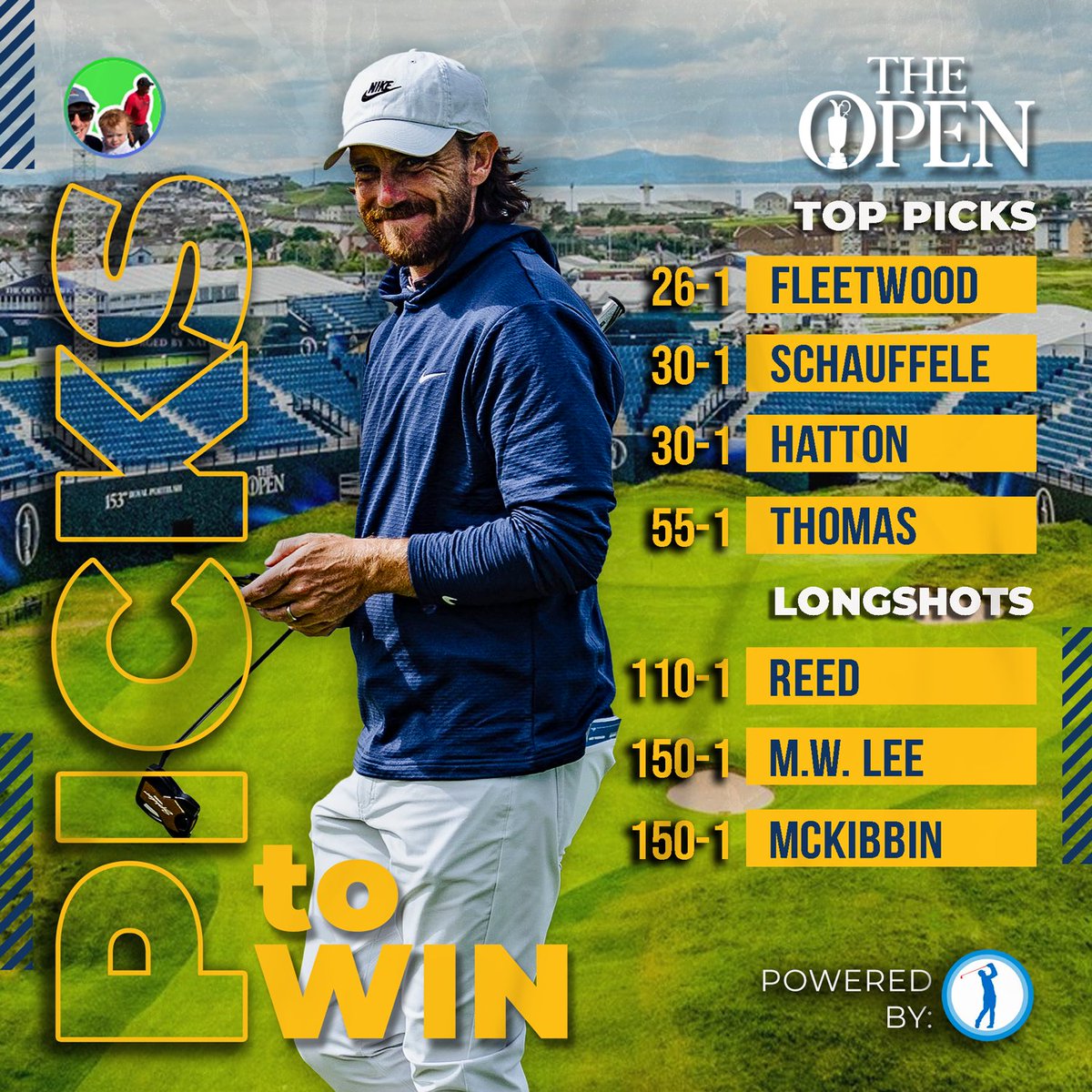 TourPicks's tweet image. Good day. Here are my picks to win The Open Championship 🏆
Cheers 🎲🎲⛳️
It's coming home.