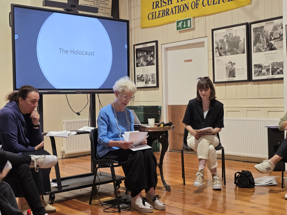 PaveePoint's tweet image. 'The Holocaust did not begin with gas chambers and crematoria, it began with hate speech, rumours, spitting, taunting, bullying, name-calling, nasty images, physical attacks."
Lynn Jackson of Holocaust Education Ireland, speaking at Pavee Point in advance of Dikh He Na Bister.