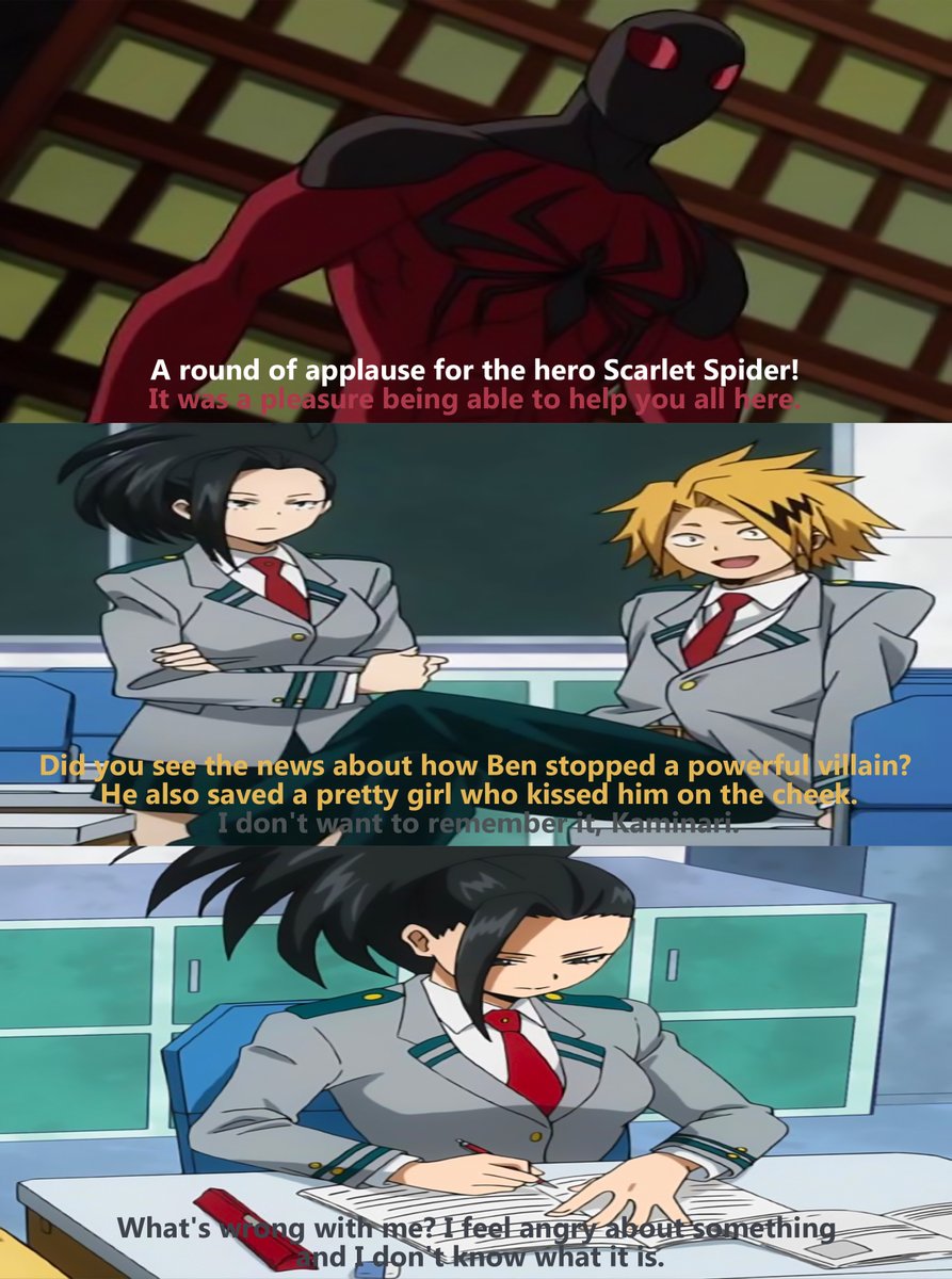 FrancoEnriqueR5's tweet photo. [BNHA X Spiderman] - Disturbing news

Please, read the ALT.

#scarletspider #benreilly #kaminari #heroes #BokuNoHeroAcadenia #yaoyorozumomo #Jealous #jealousy #ROMANTIC #photoshop #Multiverse #whatif #Marvel #crossover #crossovershipping #BNHA #MHA #funny https://t.co/aJhugztJPB