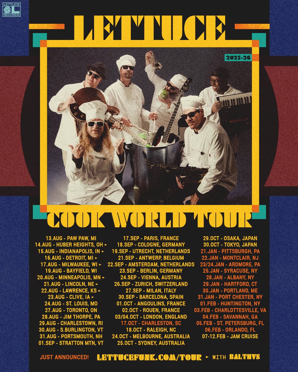 Now we cookin’ with gas!!! Our new single “Gold Tooth” is streaming everywhere, and the COOK WORLD TOUR is making its way to a city near you 🗺

Sign up for presale access to get the first crack at tickets for newly announced shows (in Orange!!) tomorrow at 10am local