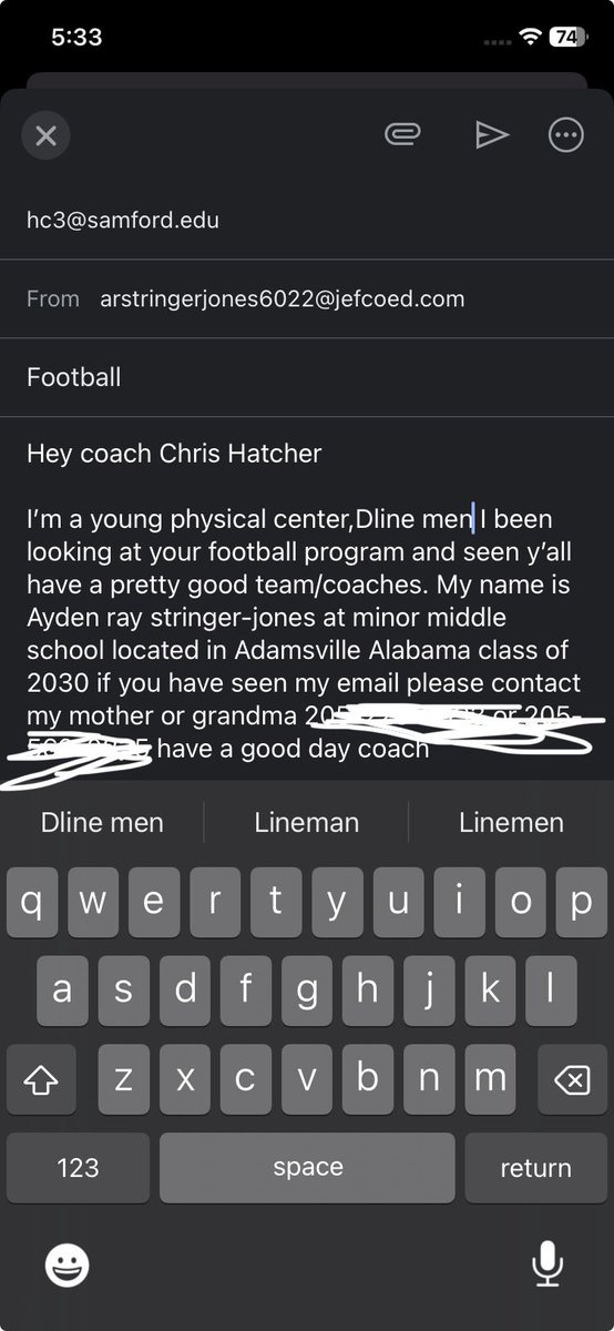 First email I sent to a d3 college let’s hope I get a response