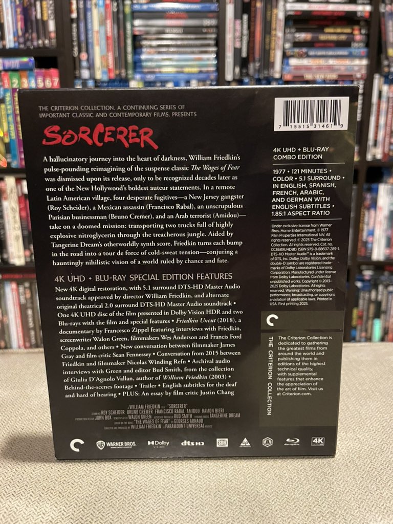 mike_vs_pereira's tweet image. SORCERER is my favourite William Friedkin movie. It’s an astonishing filmmaking feat. @Criterion has slain it. The film has never looked/sounded this good on home video. The plentiful special features are excellent. One of the best physical media releases of 2025 thus far.