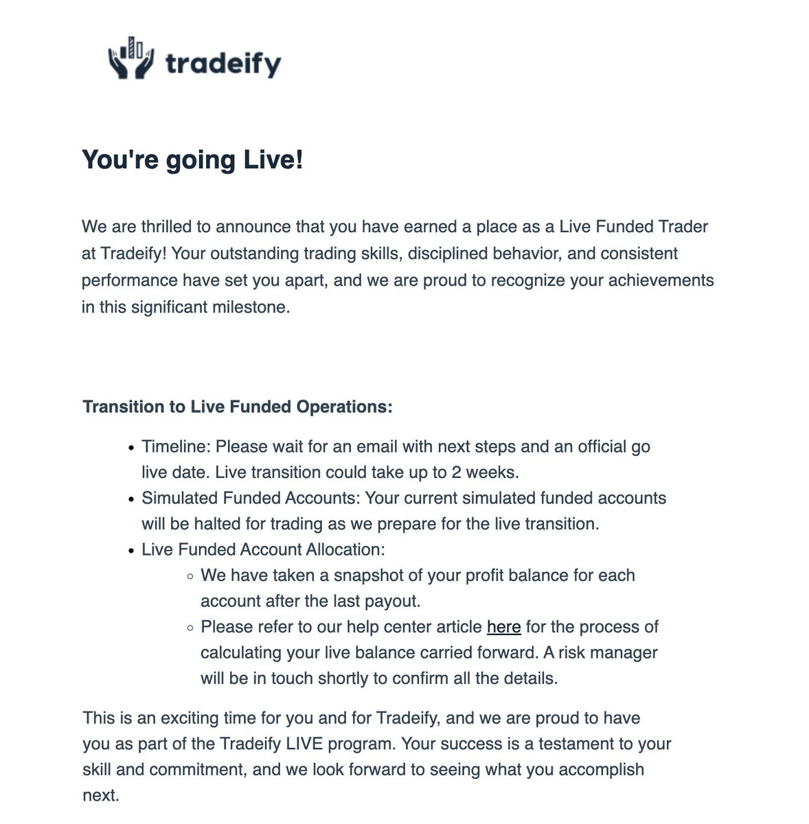 mikepsilva's tweet image. There it is! Being bumped to live trading at Tradeify.