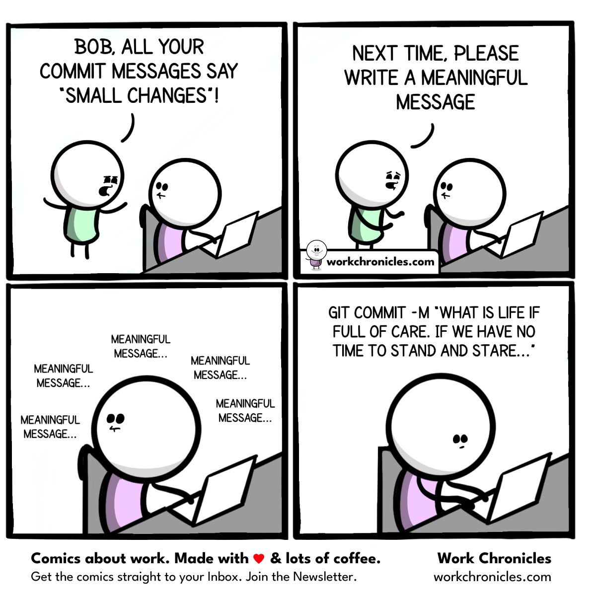 _workchronicles's tweet image. (comic) Meaningful Commit Message