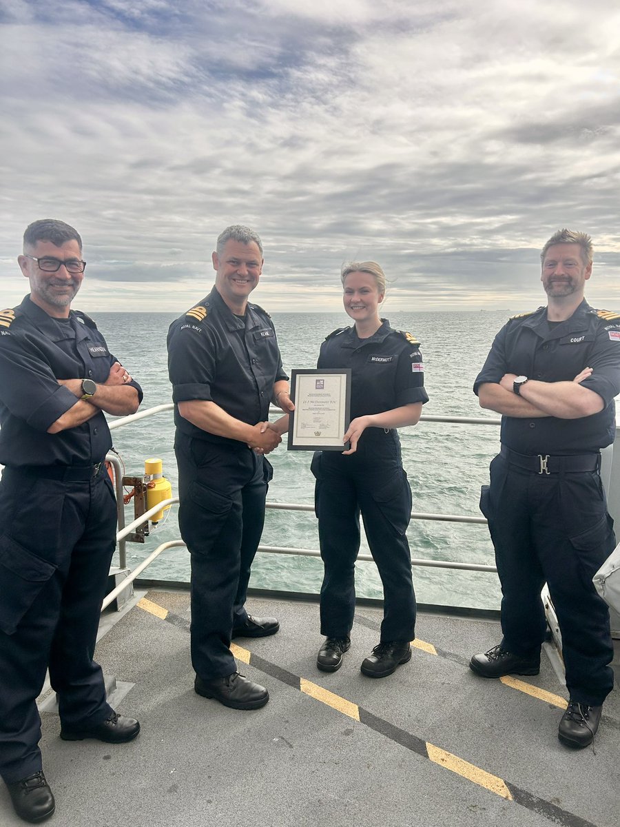 HMSPortland's tweet image. Today we celebrate success with two newly Charged Qualified engineers onboard. After both completing a gruelling 3 day board, Lt McDermott RN becomes a Charge Qualified Weapon Engineer and Lt Souza RN becomes a Charge Qualified Marine Engineer ⚡️🔧 #RoyalNavy #STEM