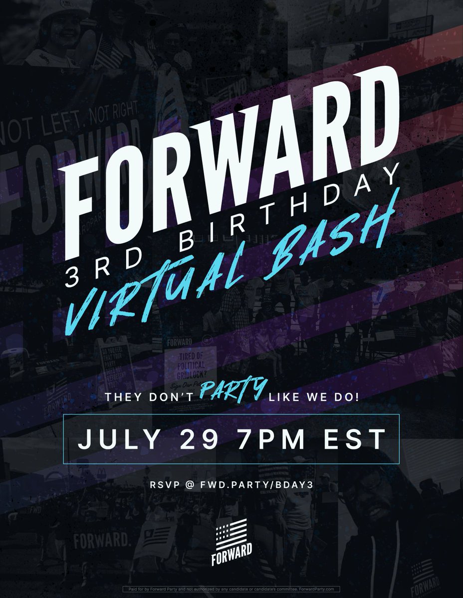 FWDUtah's tweet image. Forward is turning 3! And you're invited to the virtual birthday bash 🎈🎉 RSVP @ Fwd.party/bday3
See you there!