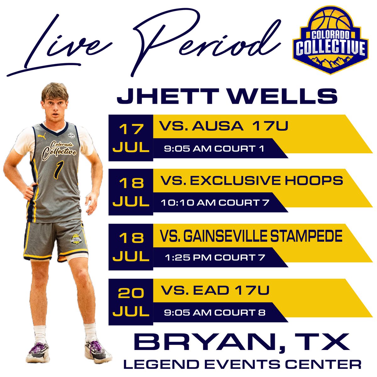 Jhett Wells (@jhettwells3) on Twitter photo Here is my schedule for the live period this weekend in Texas!@COCollective303 <a href="/itsallwells/">Michael Wells</a> <a href="/VerbalCommits/">Verbal Commits</a> <a href="/PRO16League/">PRO16/NXTPRO League</a> Here is my schedule for the live period this weekend in Texas!@COCollective303 <a href="/itsallwells/">Michael Wells</a> <a href="/VerbalCommits/">Verbal Commits</a> <a href="/PRO16League/">PRO16/NXTPRO League</a>