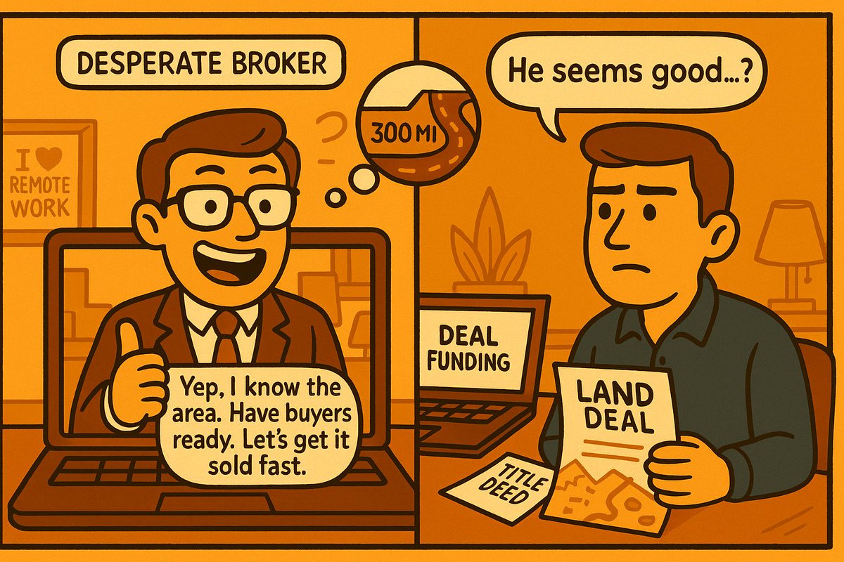 I once listed a deal with a broker who sounded sharp...

Said he knew the area.
Said he could move land fast.
Said all the right things.

What he didn’t say?
He lived 300 miles away.

Oh, and that he hadn’t closed a deal in over a year.

Every showing became a full-day trip.
He