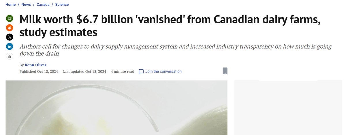 Canada's dairy products are so good, that producers were forced to dump over 6 billion litres down the drain by law to force consumers to pay more for it. 

Think about that. 

Supply management is screwing us blind.
