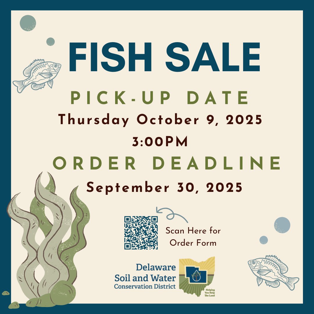 🐠Our Annual Fish Sale is live! Looking to restock your pond? We got you covered! We are accepting fish orders until Tuesday September 30, 2025. Pick-up is scheduled for Thursday October 9, 2025 at 3pm at our office.

🐠Find the Fish Sale Order Form on our website.
