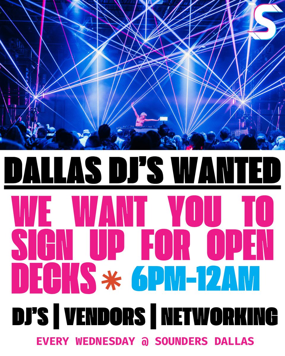 Dallas Open Decks is TONIGHT at Sounders 🎶

Come network with Dallas' EDM community, shop local vendors, meet new friends, and if you're a DJ... bring your USB!