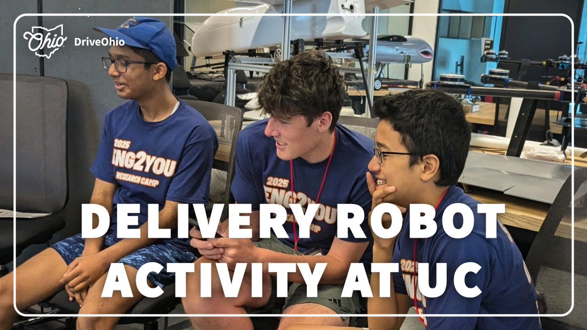 DriveOhio (@driveohio) on Twitter photo Last week, we tested our new delivery robot curriculum with students from the ENG2YOU Camp at <a href="/uofcincy/">University of Cincinnati</a>! These aspiring engineers drove our new Sphero robots around a test track, simulating a real-world environment. #WorkforceWednesday
Watch video: youtu.be/pxO0xUqzXX0 Last week, we tested our new delivery robot curriculum with students from the ENG2YOU Camp at <a href="/uofcincy/">University of Cincinnati</a>! These aspiring engineers drove our new Sphero robots around a test track, simulating a real-world environment. #WorkforceWednesday
Watch video: youtu.be/pxO0xUqzXX0