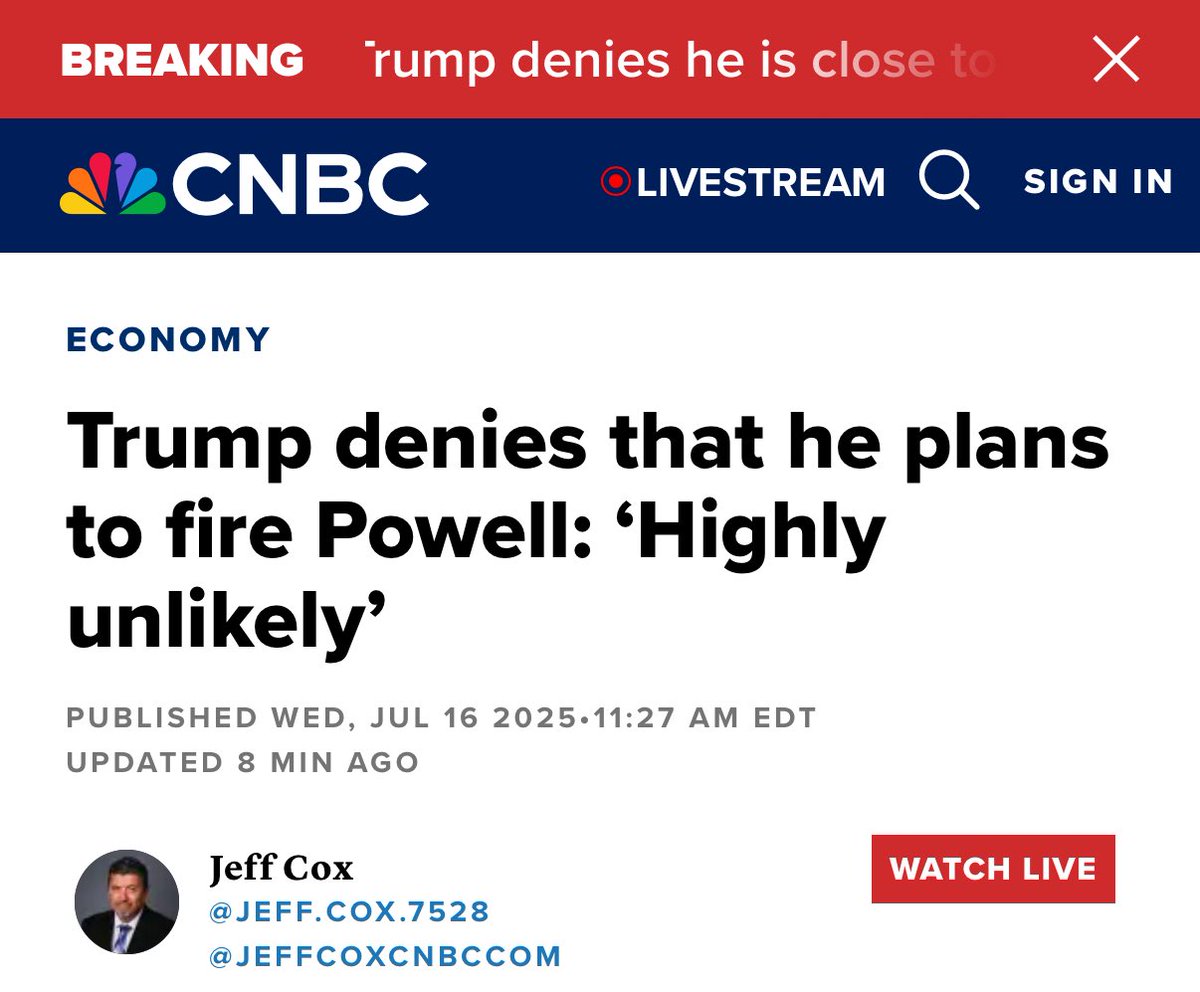 HomeLoanBill's tweet image. Allow me to interpret…
“I have been informed that I do not have the authority to fire Powell.”