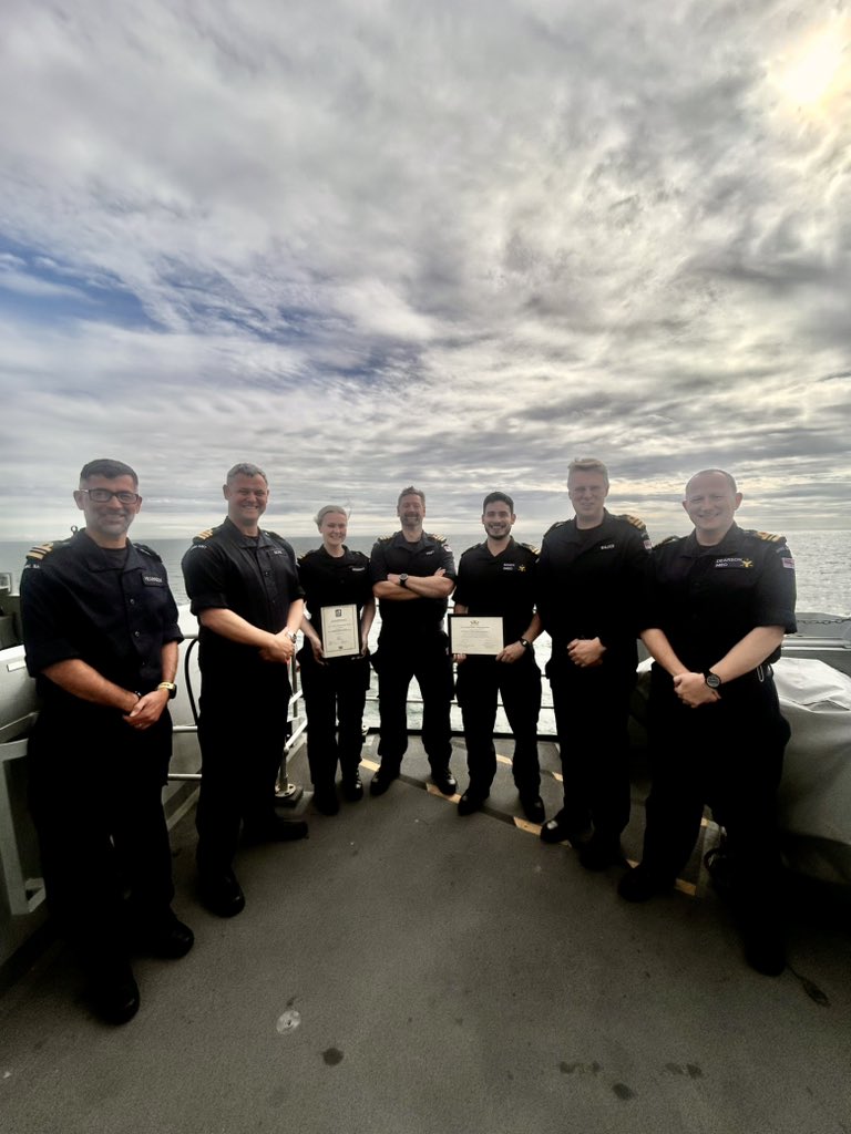 HMSPortland's tweet image. Today we celebrate success with two newly Charged Qualified engineers onboard. After both completing a gruelling 3 day board, Lt McDermott RN becomes a Charge Qualified Weapon Engineer and Lt Souza RN becomes a Charge Qualified Marine Engineer ⚡️🔧 #RoyalNavy #STEM