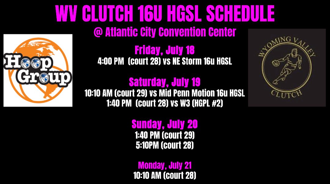 Looking forward to a great weekend with my team in Atlantic City for the Hoop Group Championship Weekend! LETS GOOO!!
<a href="/JrClutchHoops/">Jr Clutch Hoops</a> <a href="/MariahMarolo/">Mariah Marolo</a> <a href="/juliana_silva84/">Juliana Silva</a> <a href="/SophiaBenyo/">SophiaBenyo</a> <a href="/PurdyKinley/">Kinley Purdy</a> <a href="/EllaStamba55300/">Ella Stambaugh</a> <a href="/KourtJez/">Kourtney Jezorwski</a>